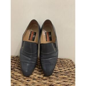 A. Testoni Leather Loafers Black, Men's Dress Shoes, 9 Italian